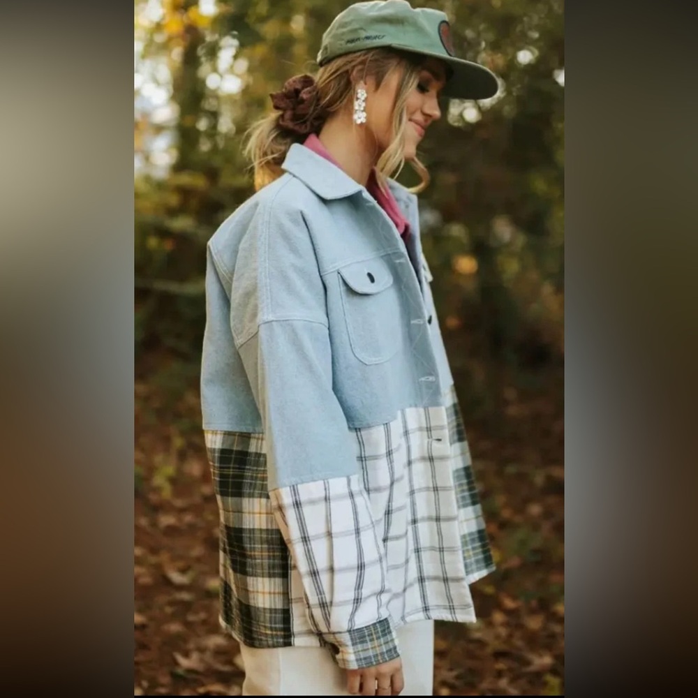 The Hailey Denim Flannel Plaid Jacket By Bobbie Wren